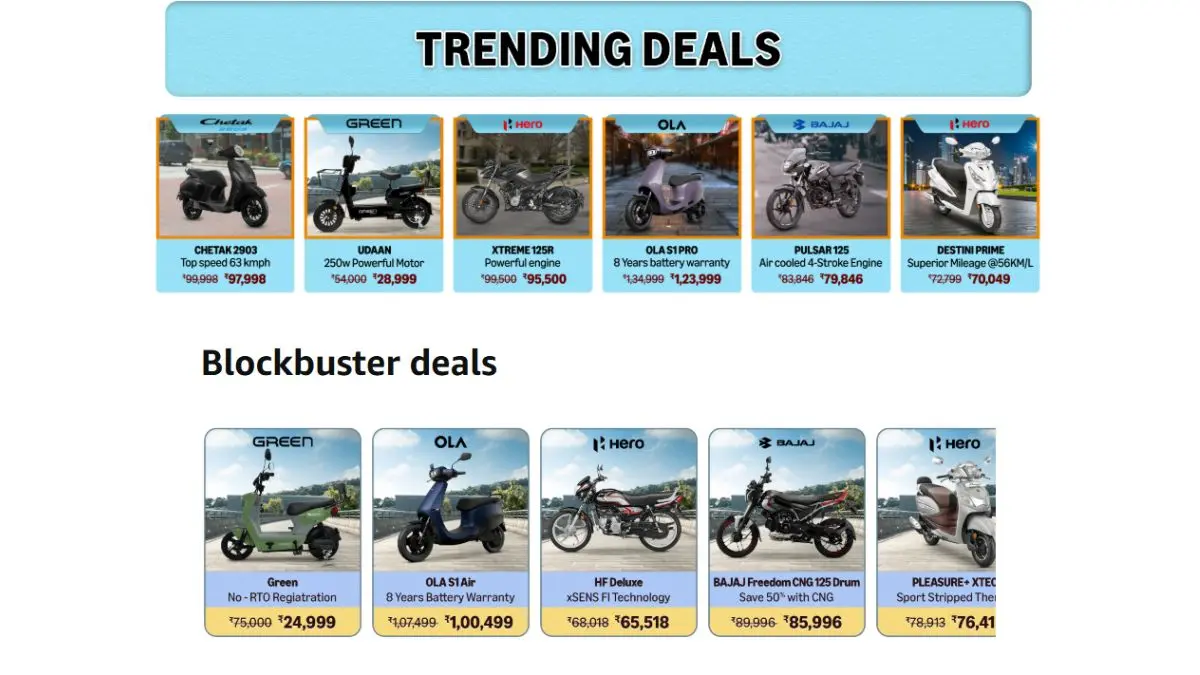 Amazon Motorbike and Scooter deals